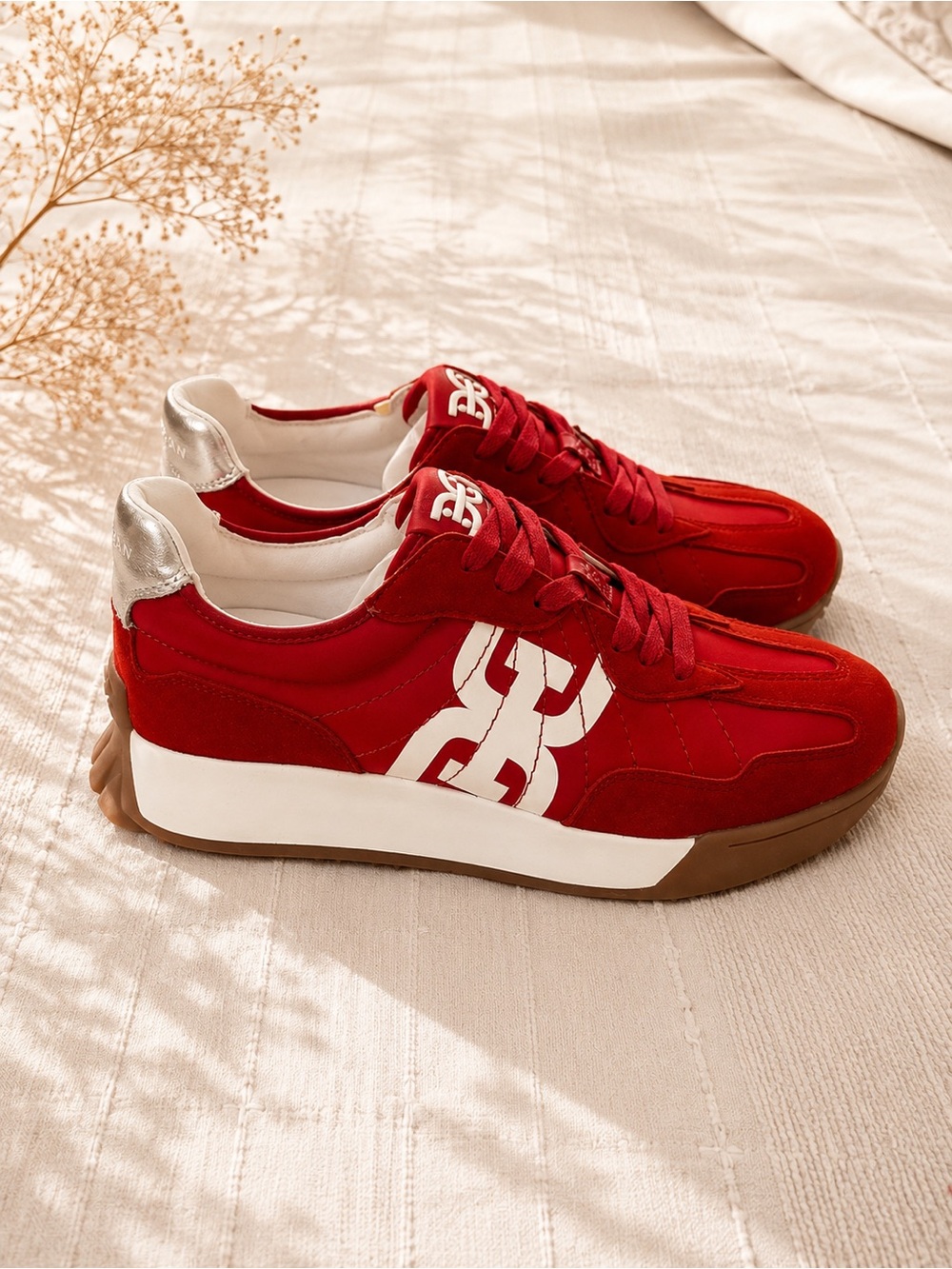 Sam Edelman Langley Retro Lace-Up Sneakers – Red – Size 9